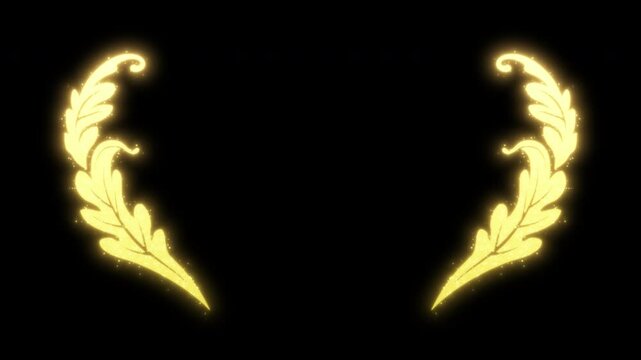 ロココ調のゴージャスな装飾のタイトル枠 金色 葉 優雅 CG 賞 パーティクル コピースペース カッコ 発光 アルファチャンネル, Gorgeous ornate title frame in rococo style, golden, leaves, graceful, CG, award, particle, copy space, brackets, luminous alpha chann