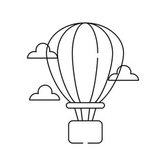 Hot Air Balloon line icon with white background vector stock illustration