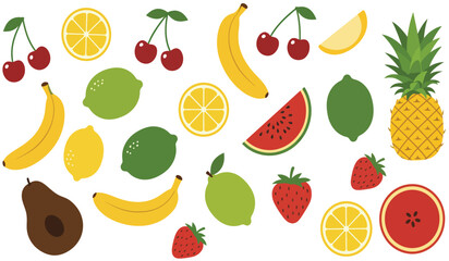 Fruit seamless pattern, decorative background of fruits and berries icons, textile print, wallpaper, decoration. 