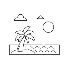 Beach line icon with white background vector stock illustration