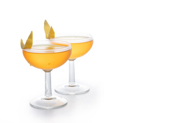 Paper plane cocktail isolated on white background. Copy space