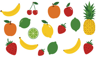Fruit seamless pattern, decorative background of fruits and berries icons, textile print, wallpaper, decoration. 