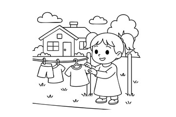 Hand drawn coloring book illustration for kids, cute animal, unicorn, fairy, mermaid