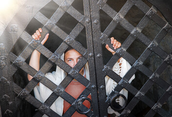 Young girl in the prison