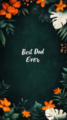 "Best DAD Ever" &ndash; Tropical Floral Father's Day Design with Dark Green Background