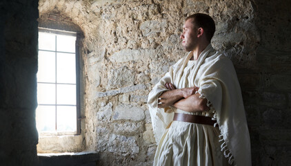 Ancient man at the window