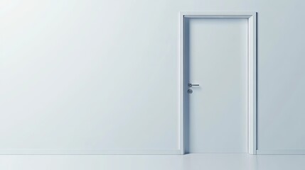 Hinged PVC bathroom door with modern minimalist design fully closed