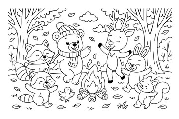 Hand drawn coloring book illustration for kids, cute animal, unicorn, fairy, mermaid