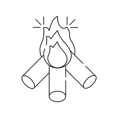 bonfire line icon with white background vector stock illustration