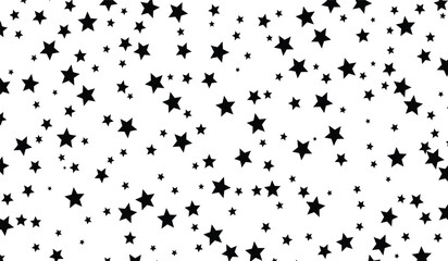 Stars vector seamless background. Vector space star pattern, black stars on white background