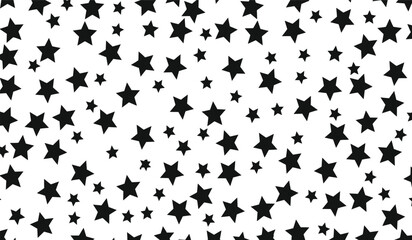 Stars vector seamless background. Vector space star pattern, black stars on white background