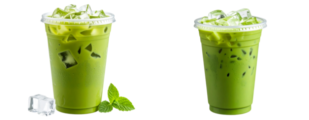 Chilled Matcha Latte To-Go Cup – Isolated PNG