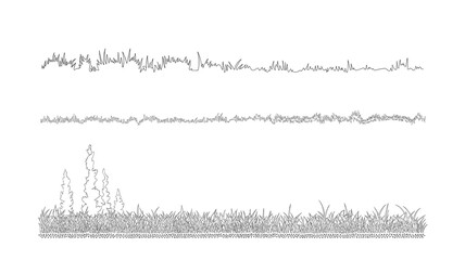 Hand-drawn vector grass set in three variations