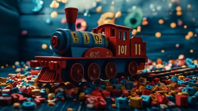 Toy Train Journey Through Colorful Alphabet Blocks