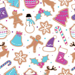 Christmas Seamless Pattern. Christmas and New year Holiday Repeatable Pattern. Decorative Elements Texture for Wallpaper, Gift Wrapping paper, Card or Banner Template or Fabric Textile Prints.