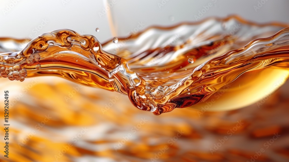 Aufkleber an intriguing close-up of liquid dynamics shows mesmerizing ripples and golden tones that evoke a se