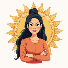Woman with Sunlight Background – Powerful Female Portrait Flat Art