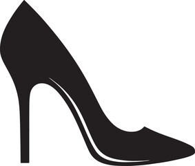 Black High Heel Shoe Vector Illustration Isolated on White Background