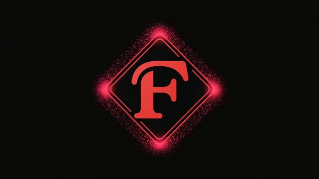 Vibrant red logo with stylized letter F set against a dark background, emphasizing modern design