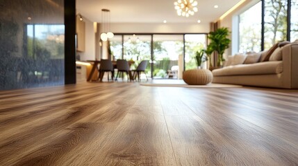 Modern Living Room with Natural Wood Laminate Flooring