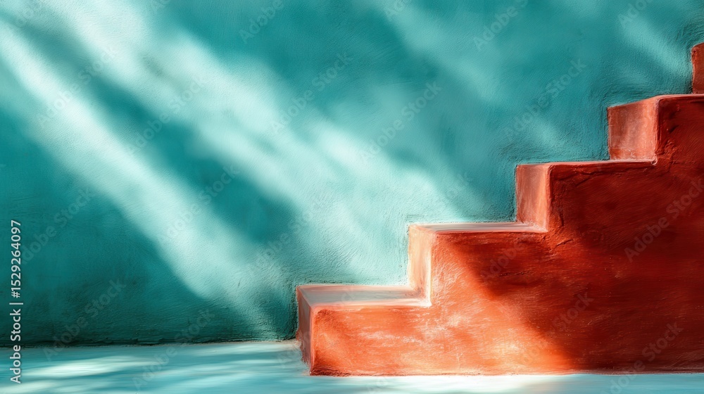 Aufkleber a beautifully composed abstract image featuring colorful stairs illuminated by soft light, illustrat