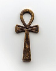 Egyptian Ankh symbol key of life on an isolated white background 
