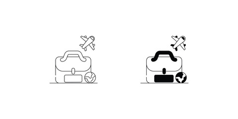 Suitcase set icon with white background vector stock illustration