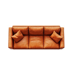Luxurious Brown Leather Sofa - Top View
