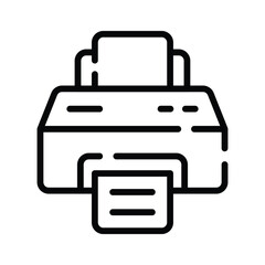 A outline style icon showing modern office printer