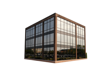 Modern Corner Office Building with Reflective Glass Facade