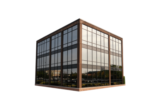Modern Corner Office Building with Reflective Glass Facade