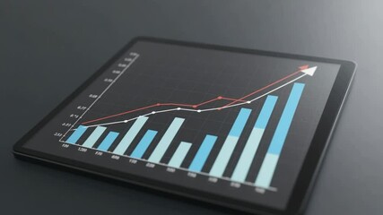 Dynamic business growth analysis displayed on tablet screen showcasing upward trends