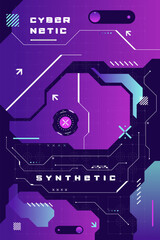 Cybernetic Synthetic Futuristic Grid Background. Technology Digital Sci-fi Abstract Design.