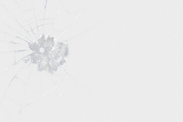 Broken glass on transparent background with lots of glass splinters and cracks