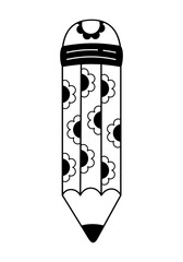 Coquette pencil clipart in black and white color, Cute teacher pencil doodle, Back to school hand drawn vector illustration in flat style	
