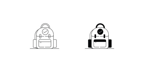 Backpack  set icon with white background vector stock illustration