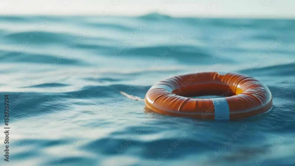 Aufkleber a life preserver floating in the middle of the ocean, perfect for illustrating a scene of distress o