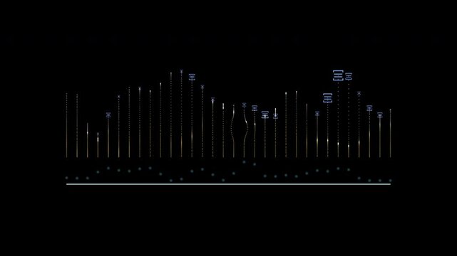 Audio spectrum simulation on black background use for music and computer calculating concept