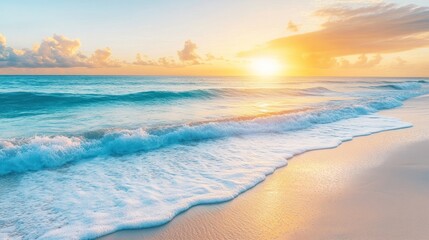 Obraz premium Beautiful sunset over the ocean beach seascape sunrise.
