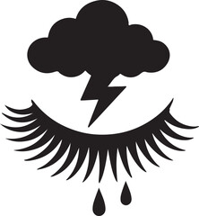 Eyelashes forming a storm cloud