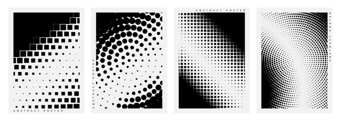 Abstract monochrome gradient poster background vector set