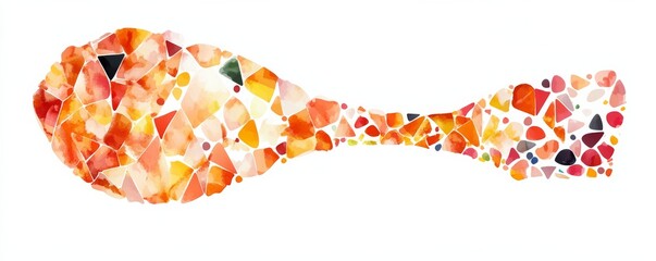 Abstract Mosaic Ukulele Watercolor Style with Orange, Red and Yellow Details ,Ukulele ,Music