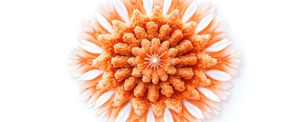 Abstract Orange Coral Flower on White, Floral, Art