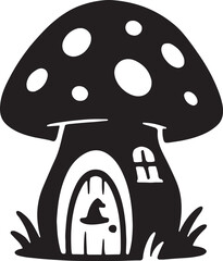 Mushroom house with a tiny witch door