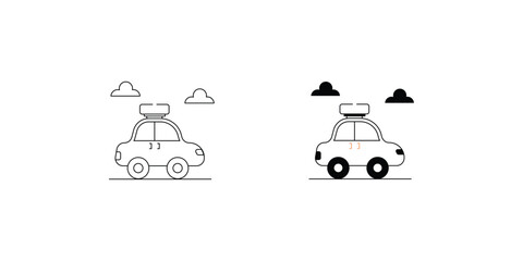 Taxi  set icon with white background vector stock illustration