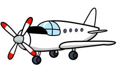 White Propeller Plane Vector Illustration