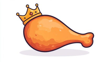 Cartoon Fried Chicken Leg with Crown, food , chicken