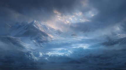 Melting Arctic Glacier Under Dramatic Sky and Climate Change Effects