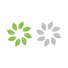 NATURAL PRODUCT LEAVES IN CIRCLE SIGN SYMBOL LOGO
