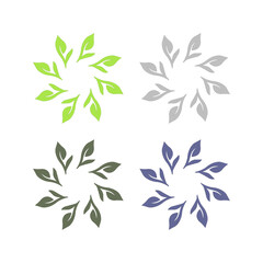 NATURAL PRODUCT LEAVES IN CIRCLE SIGN SYMBOL LOGO

